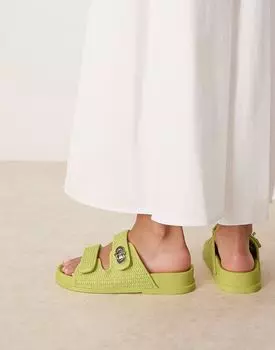 Шлепанцы ASOS DESIGN Fawn со стелькой и поворотным замком цвета лайма