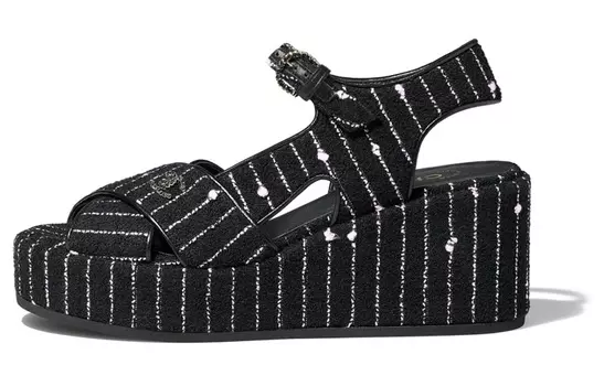 Женские сандалии Chanel, черный/белый