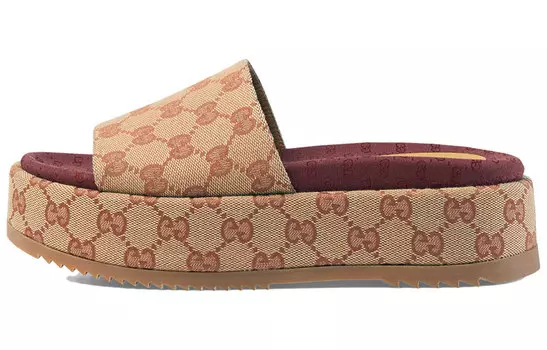 Женские шлепанцы Gucci, кирпичный