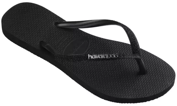 Шлепанцы Havaianas "SLIM GLITTER 2", летняя обувь, тапочки, туфли для бассейна с блестящими деталями, черный