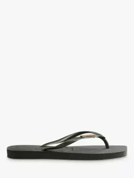 Шлепанцы Havaianas Square Toe Metallic Logo, цвет olive/green