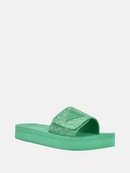 шлепанцы с логотипом вечеринки Guess Factory, цвет Green Logo