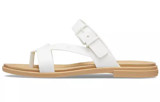 Шлепанцы женские белые/коричневые Crocs