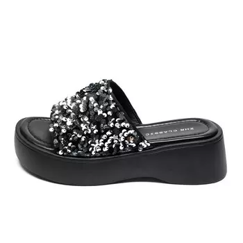 Шлепанцы женские Zhr, цвет Silver/Black