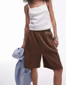 Шоколадные длинные шорты Topshop