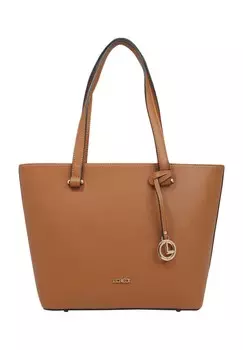 Шопер Филиппа, эмблема, кулон, однотонный, женский L.CREDI, цвет Cognac