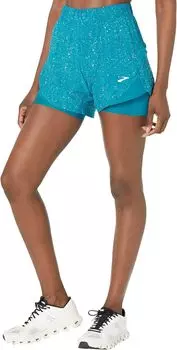 Шорты 2-в-1 Chaser 5 дюймов Brooks, цвет Lagoon Speckle Print/Lagoon