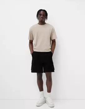 Шорты-Бермуды cargo Bershka, черный