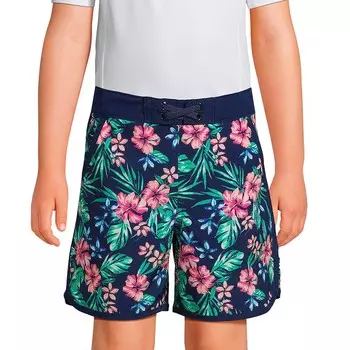 Шорты для плавания Lands' End Active для мальчиков 2–20 лет, цвет Navy Turq Mosaic Dot
