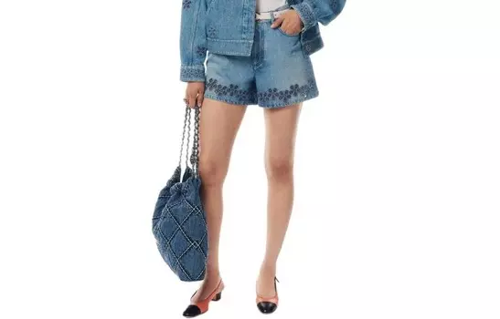 Шорты джинсовые женские Chanel, светло-голубой