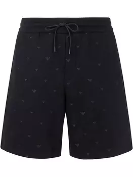 Шорты Emporio Armani с логотипом по всей поверхности, черный
