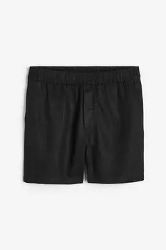 Шорты H&M Regular Fit Linen, черный