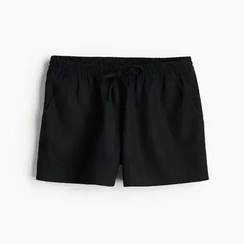 Шорты H&M Linen-blend Pull-on, черный