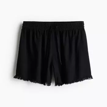 Шорты H&M Linen-blend Pull-on, черный