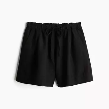 Шорты H&M Linen-blend Pull-on, черный