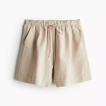 Шорты H&M Linen-blend Pull-on, бежевый