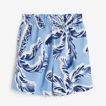 Шорты H&M Linen-blend Pull-on, голубой