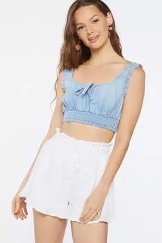 Шорты из бумажного пакета с высокой посадкой Forever 21, белый