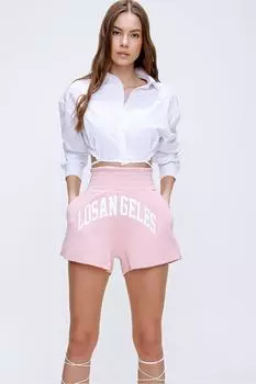 Шорты - Розовый - Высокая талия Trend Alaat Stili, розовый