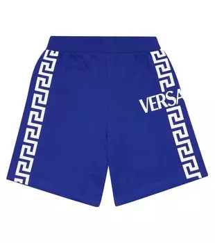 Шорты с принтом Greca Versace, синий