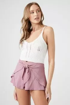 Шорты с высокой посадкой и завязкой спереди Forever 21, лавандовый