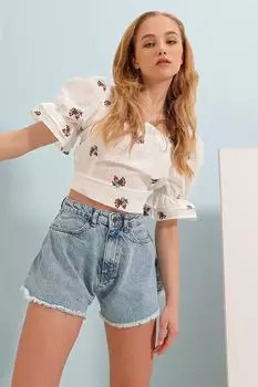 Шорты – синие – нормальная талия Trend Alaat Stili, синий