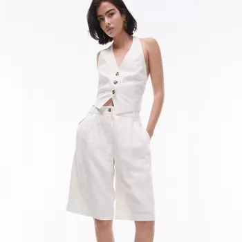 Шорты Topshop Premium Slouchy Long Tailored, экрю