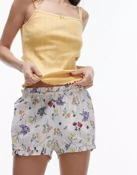 Шорты Topshop с белым цветочным принтом