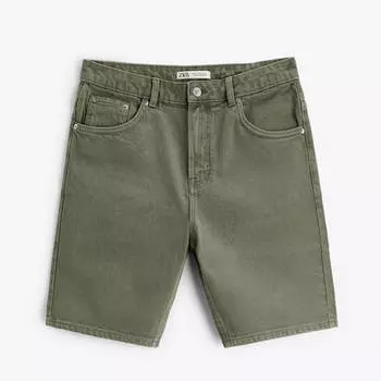Шорты Zara Basic Coloured Bermudas, тёмный хаки