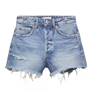 Шорты Zara High-waist Trf Denim, голубой