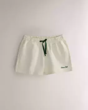 Шорты Zara Home Cotton With Contrast Drawstrings, бежевый/зеленый