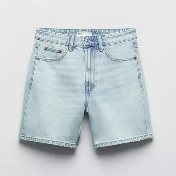 Шорты Zara Trf Regular Fit Mid-rise Bermuda, голубой