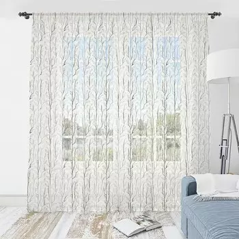 Штора Abakuhaus Bltter Typ A 2 шт, 274x240x0,5 см цвет eierschalenfarben dunkles kieferngrn