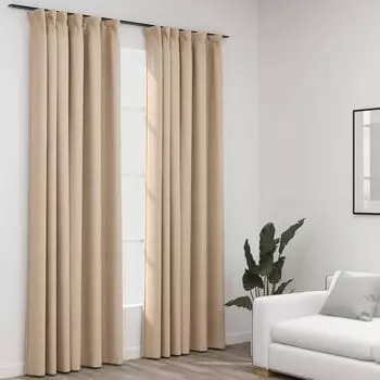 Шторы блэкаут на крючках под лен 2 шт. желтые 140х175 см DKD HOME DECOR, бежевый