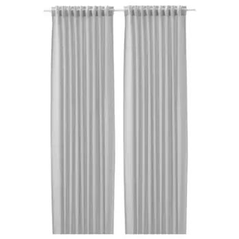 Шторы Ikea Fjadermott 2 шт, белый/серый