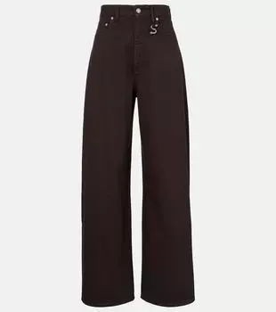 Сиамские джинсы с завышенной талией и расклешенными штанинами Sportmax, Cioccolato