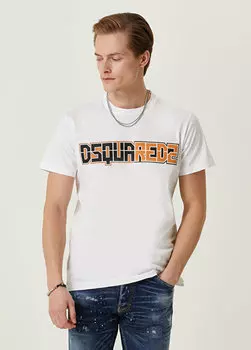 Сигаретно-белая футболка с логотипом Dsquared2