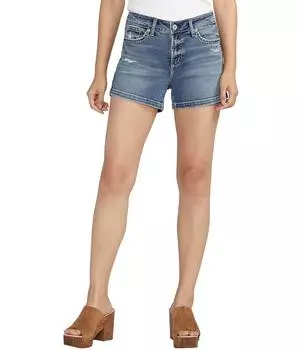 Silver Jeans Co. Elyse Stitch Power Эластичные шорты со средней посадкой, синий