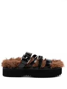 Simone Rocha пушистые сандалии на платформе, коричневый