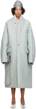 Синее объемное пальто с цветочным принтом Maison Margiela
