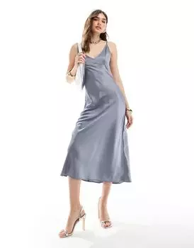 Синее платье-комбинация с высоким верхом ASOS DESIGN