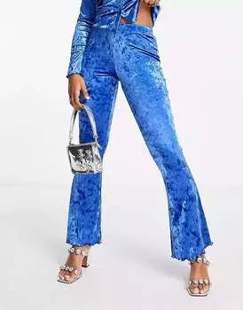 Синие бархатные брюки Monki