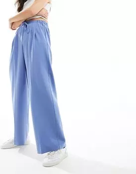Синие брюки приталенного кроя ASOS DESIGN