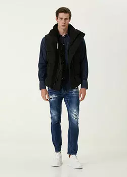 Синие джинсовые брюки с потертостями Dsquared2