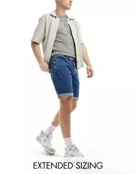 Синие джинсовые шорты узкого кроя прямого кроя ASOS DESIGN