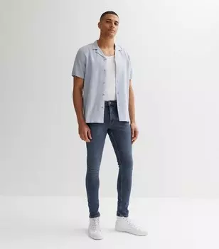 Синие джинсы скинни стретч средней потертости New Look, синий