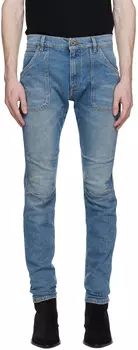 Синие джинсы узкого кроя Balmain