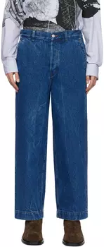 Синие потертые джинсы Dries Van Noten