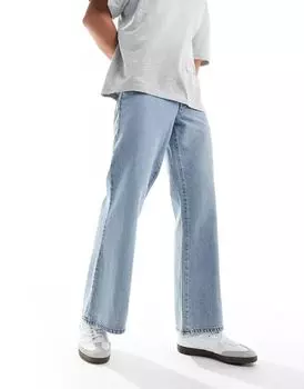 Синие широкие расклешенные джинсы ASOS