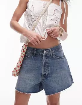 Синие шорты из денима Topshop